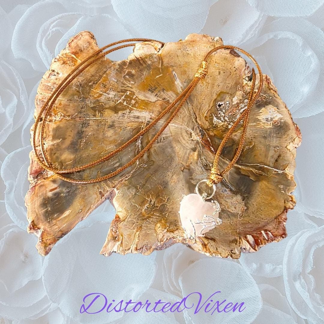 Rose Quartz Heart Necklace – Silver Wire Wrapped Crystal Pendant - Thumbnail 2