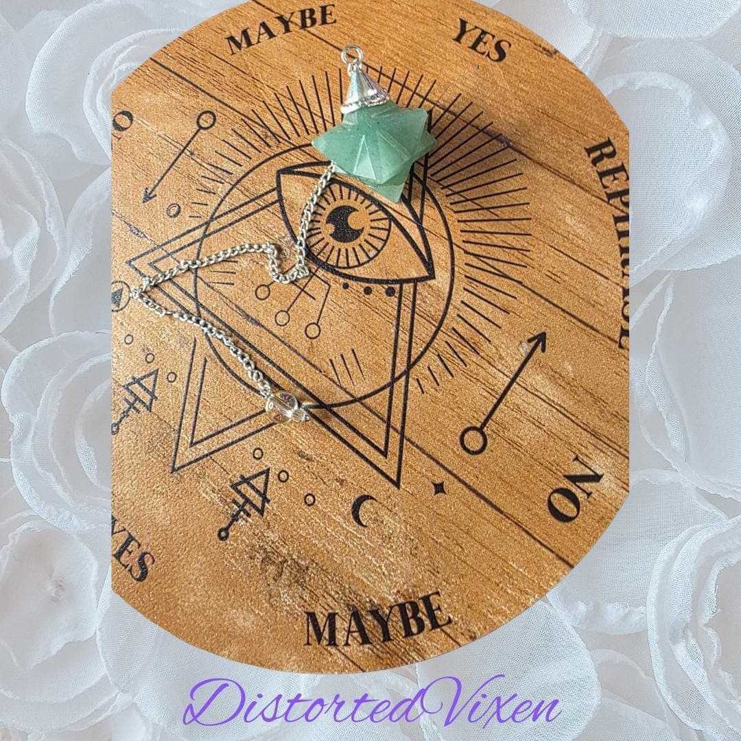 Green Aventurine Merkaba Star Pendulum • Witchy Divination Necklace - Thumbnail 5