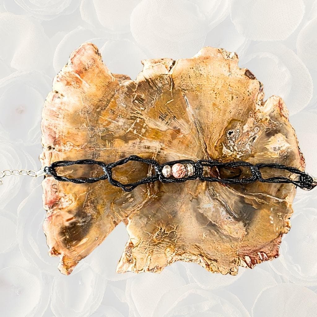 Leopard Skin Jasper Macrame Anklet, Boho Natural Stone Festival Jewelry - Thumbnail 4