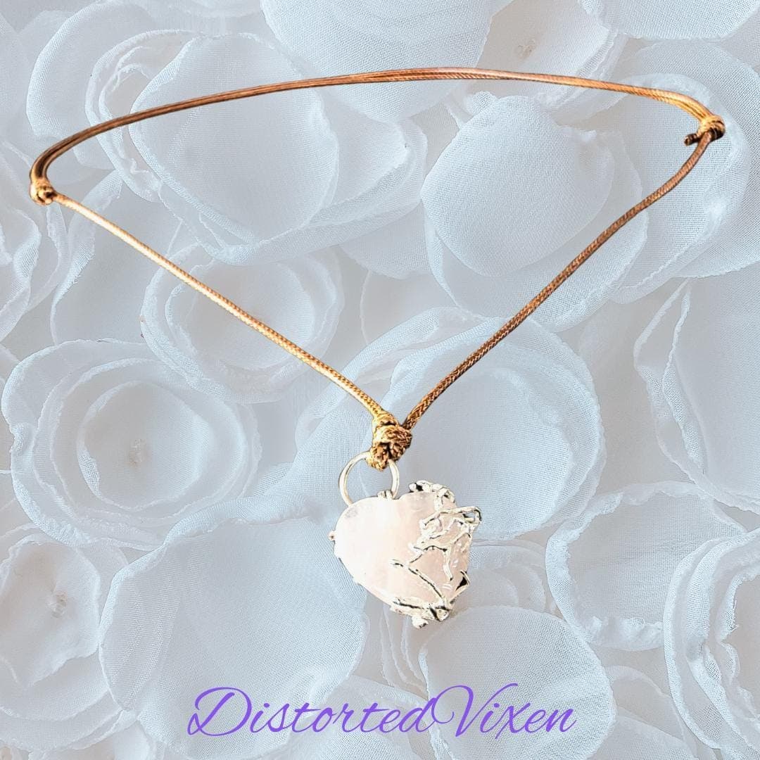 Rose Quartz Heart Necklace – Silver Wire Wrapped Crystal Pendant - Thumbnail 11