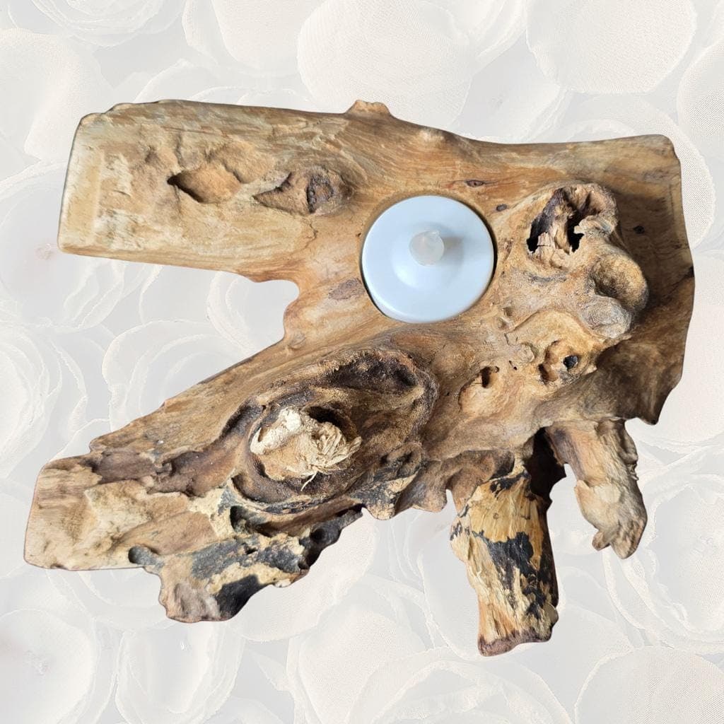 Raw Driftwood Candle Holder - Earthy Altar Piece for Meditation & Ritual Wood - Thumbnail 3