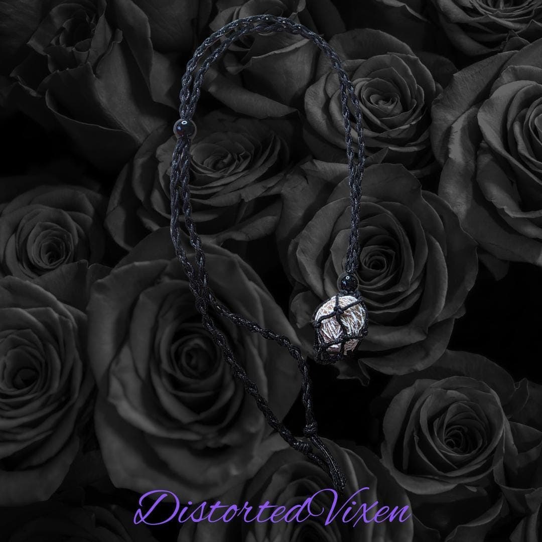 Desert Rose Crystal Necklace – Adjustable Macramé Pouch – Protection & Clarity Jewelry - Thumbnail 4