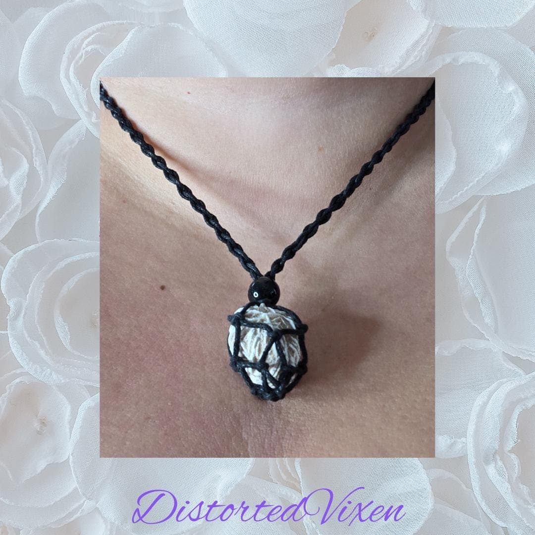 Desert Rose Crystal Necklace – Adjustable Macramé Pouch – Protection & Clarity Jewelry - Thumbnail 5