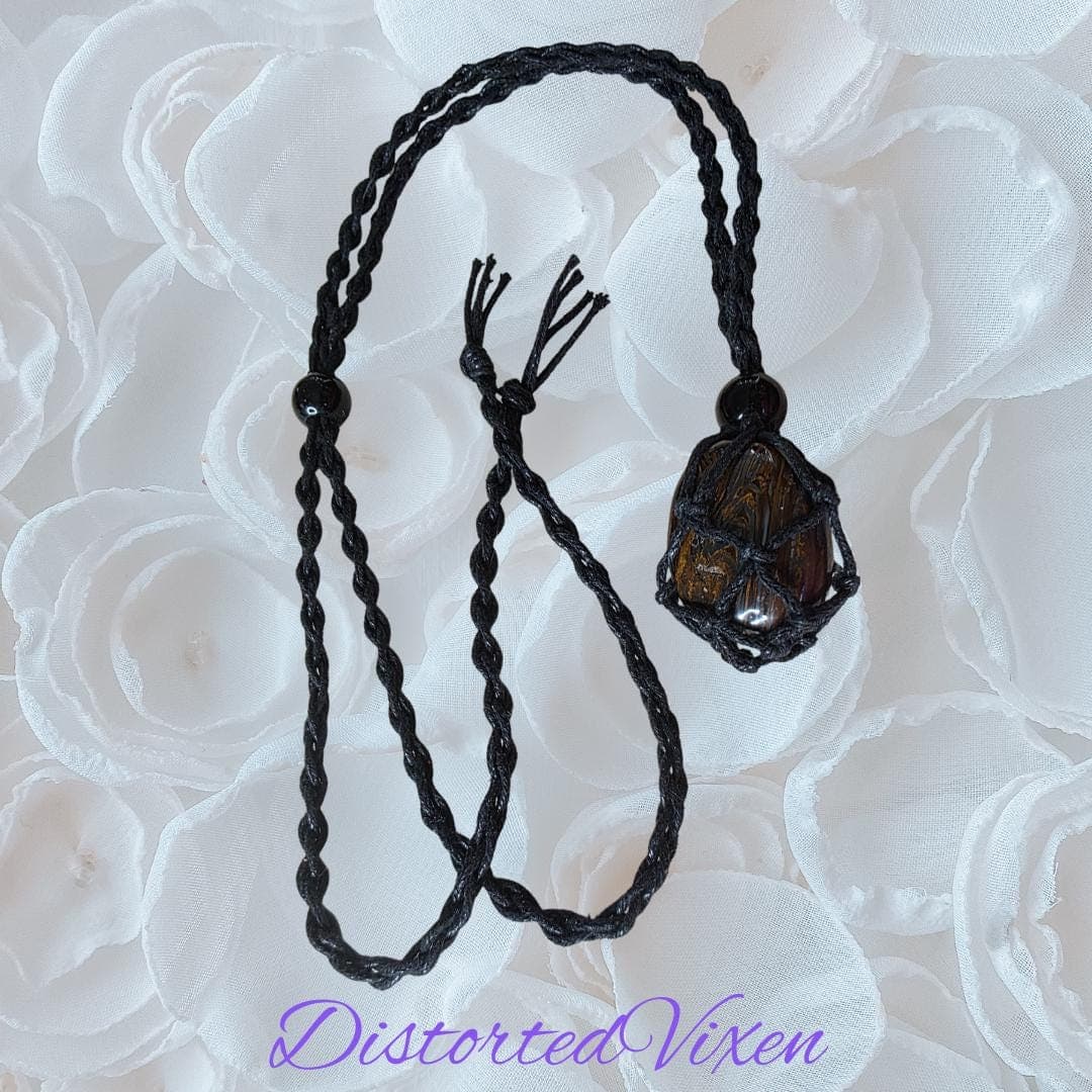 Tiger’s Eye Protection Talisman | Hand-Knotted Macramé Necklace or Bracelet | Grounding Crystal Jewelry - Thumbnail 7