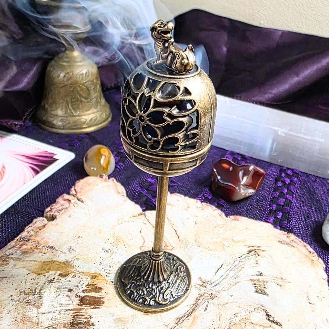Mini Brass Pixiu Incense Burner | Altar Censer, Wealth Protection Ritual Tool - Thumbnail 5