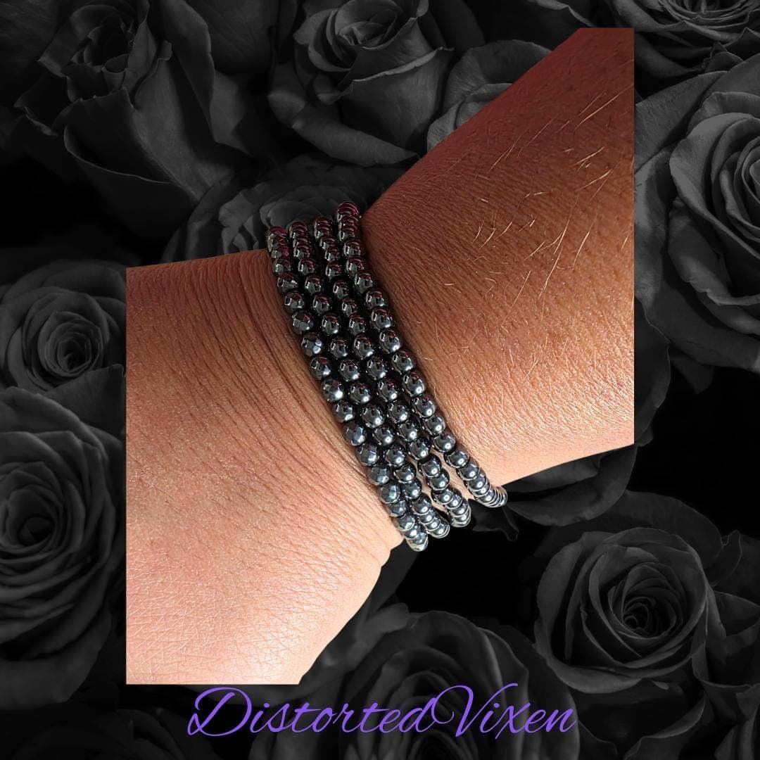 5mm Hematite Beaded Bracelet – Grounding & Protection – Stretch Crystal Bracelet – Unisex Minimalist Jewelry - Thumbnail 4