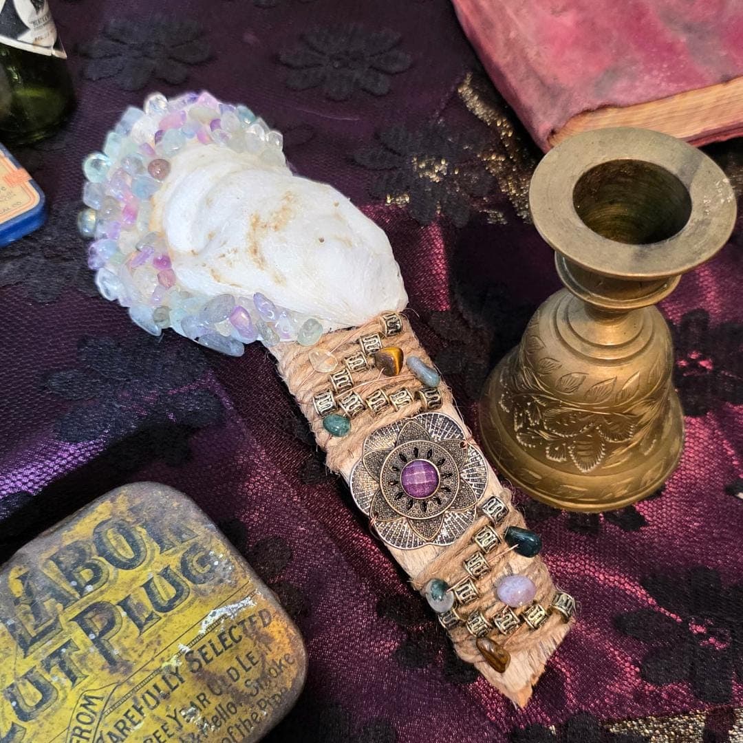 Handmade Sea Witch Driftwood Wand - Copper Wrapped Fluorite Ocean Altar Decor - Thumbnail 8