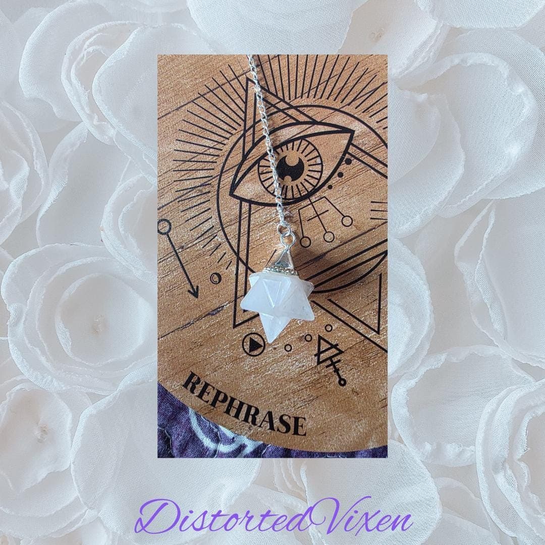 Light Rose Quartz Merkaba Pendulum • Crystal Star Pendulum for Divination • Soft Witch Tools - Thumbnail 3