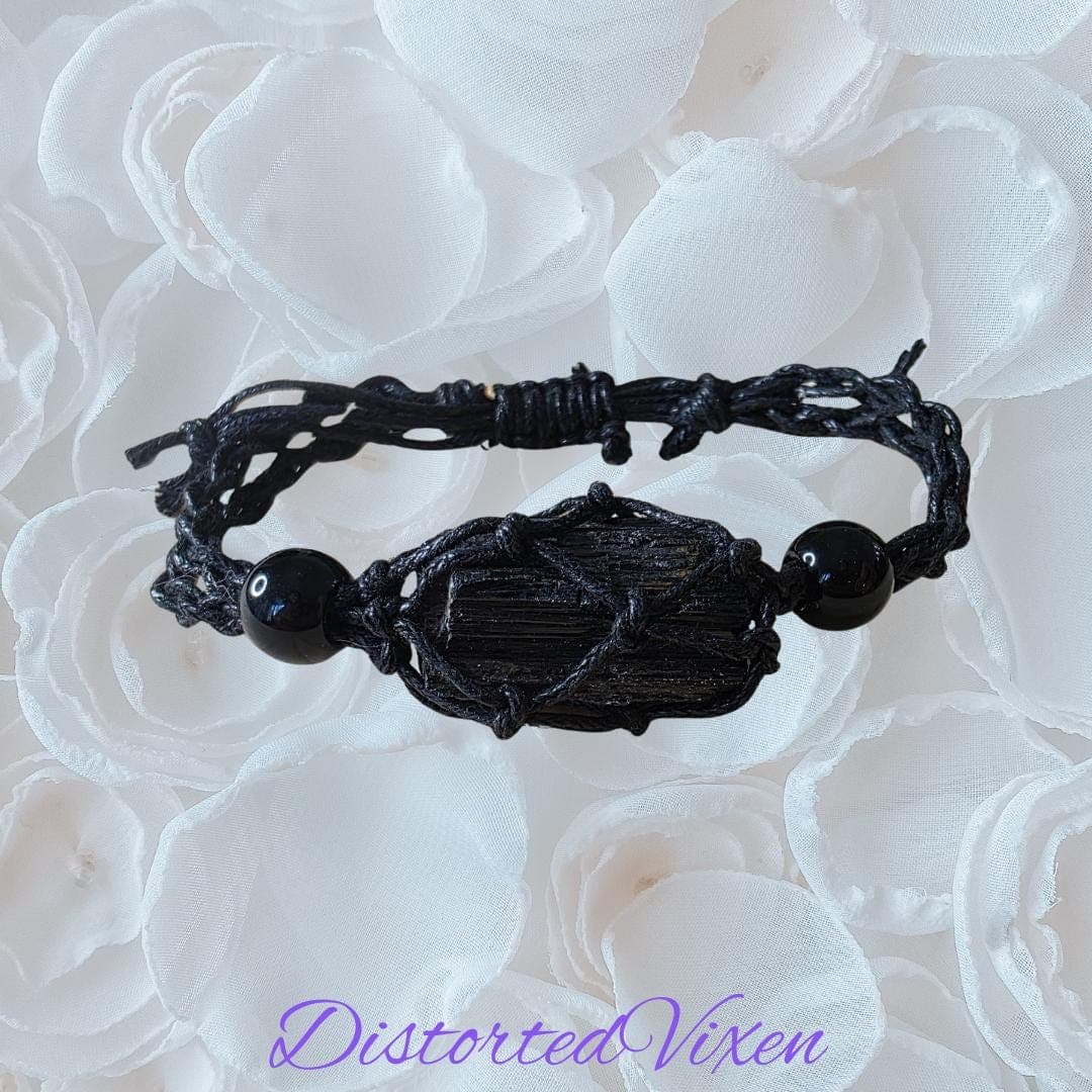 Black Tourmaline Macramé Jewelry, Raw Crystal Protection Necklace or Bracelet, Grounding Stone Jewelry - Thumbnail 10