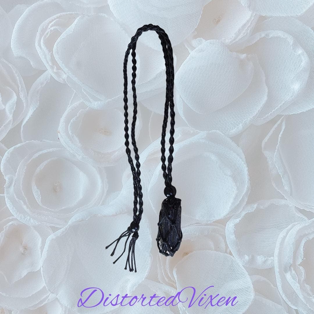 Black Tourmaline Macramé Jewelry, Raw Crystal Protection Necklace or Bracelet, Grounding Stone Jewelry - Thumbnail 6