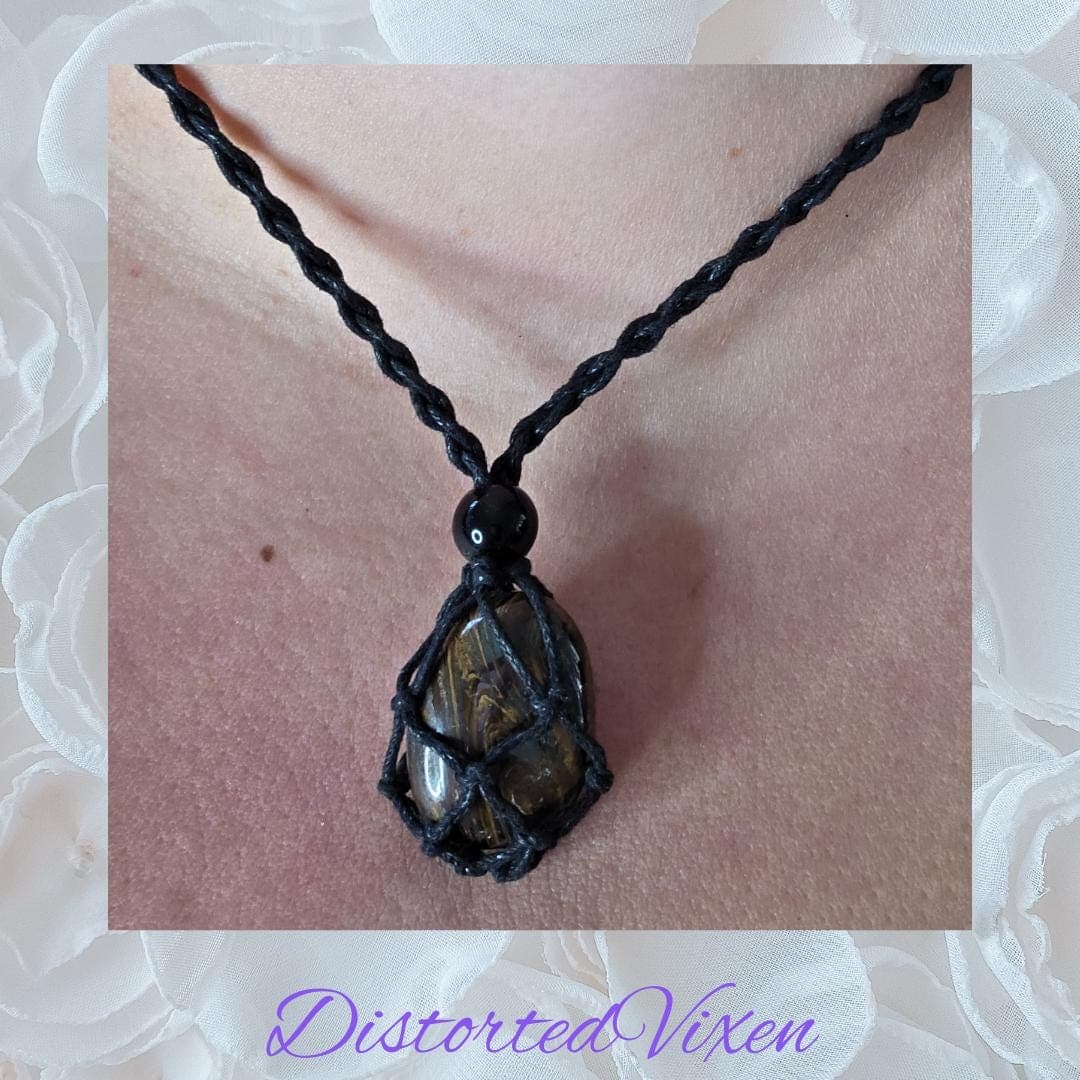 Tiger’s Eye Protection Talisman | Hand-Knotted Macramé Necklace or Bracelet | Grounding Crystal Jewelry - Thumbnail 5