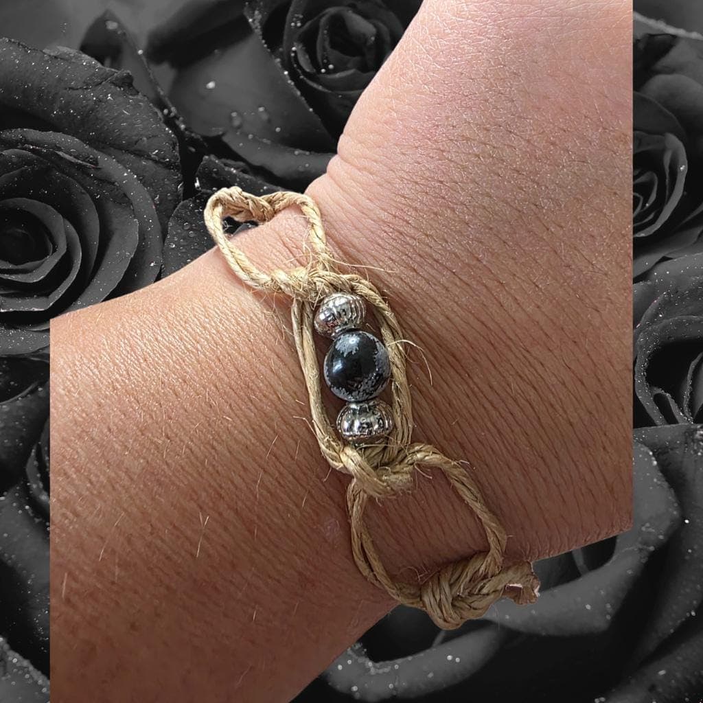 Snowflake Obsidian Protection Crystal Anklet Handmade Grounding Spiritual Jewelr - Thumbnail 2