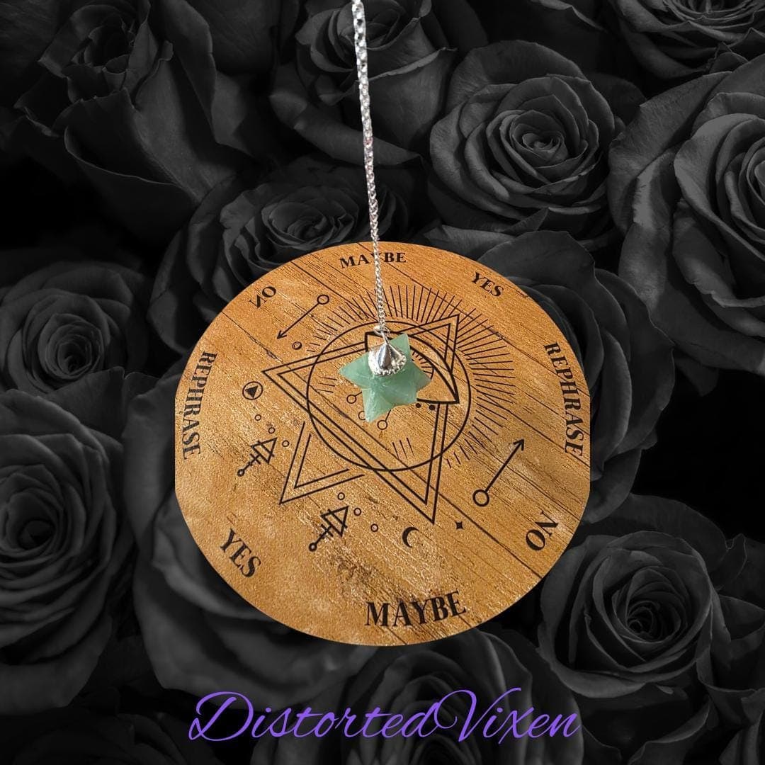 Green Aventurine Merkaba Star Pendulum • Witchy Divination Necklace - Thumbnail 2