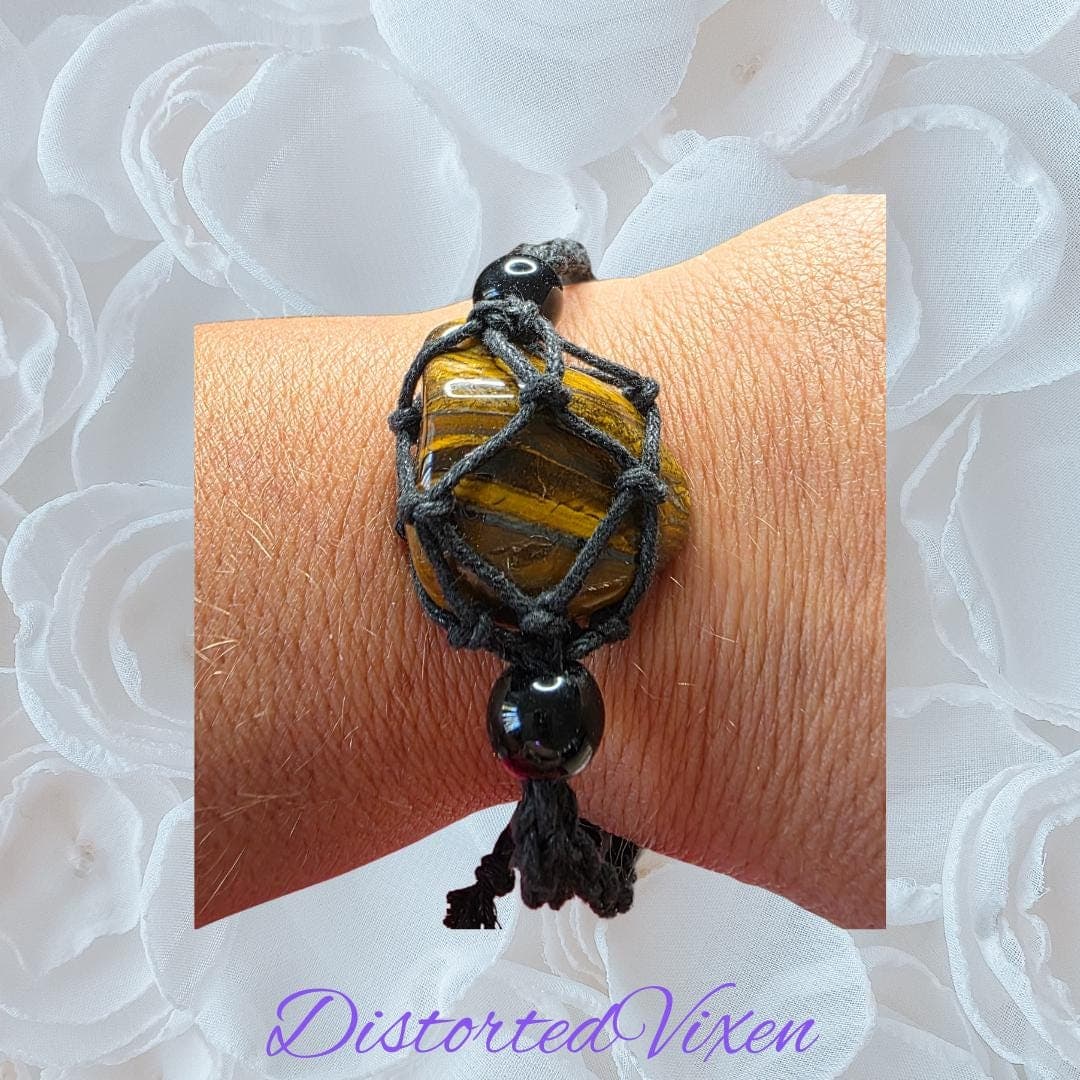 Tiger’s Eye Protection Talisman | Hand-Knotted Macramé Necklace or Bracelet | Grounding Crystal Jewelry - Thumbnail 9