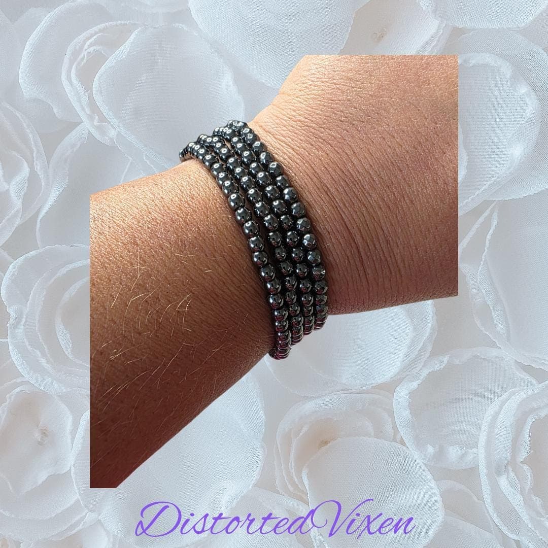 5mm Hematite Beaded Bracelet – Grounding & Protection – Stretch Crystal Bracelet – Unisex Minimalist Jewelry - Thumbnail 7