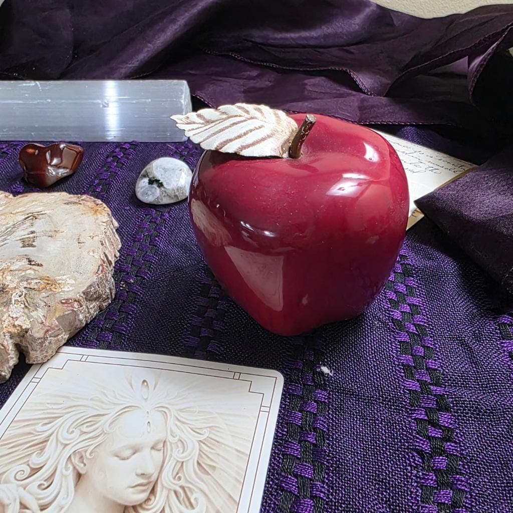 Red Ceramic Apple Altar Decor – Glossy Ritual Symbol for Protection, Passion, Ancestor Offerings - Thumbnail 4