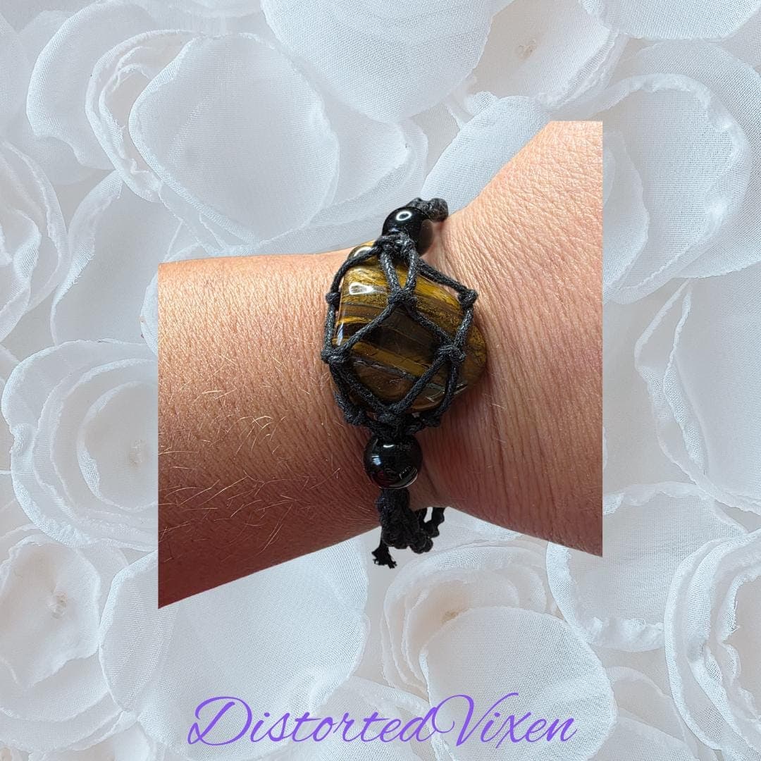 Tiger’s Eye Protection Talisman | Hand-Knotted Macramé Necklace or Bracelet | Grounding Crystal Jewelry - Thumbnail 8
