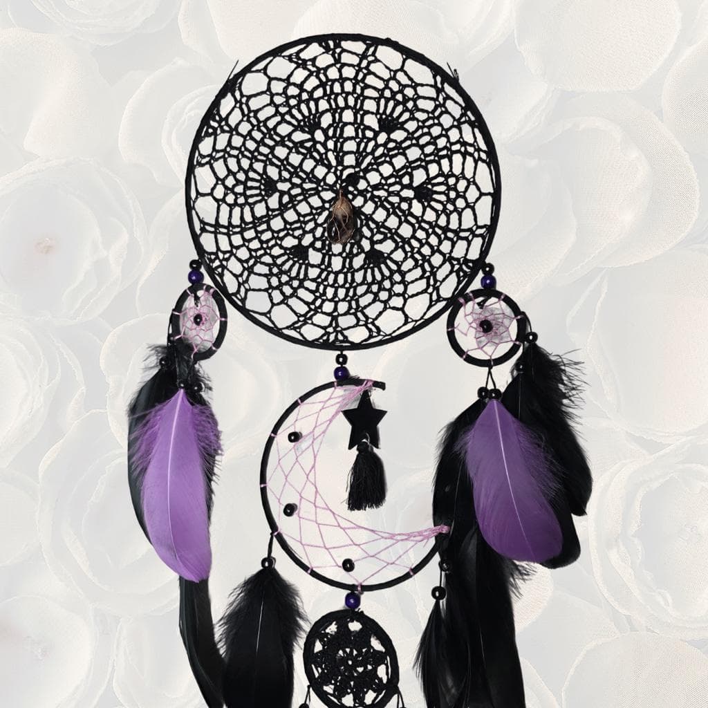 Gothic Moon Phase Dreamcatcher — Copper-Wrapped Banded Amethyst - Thumbnail 3