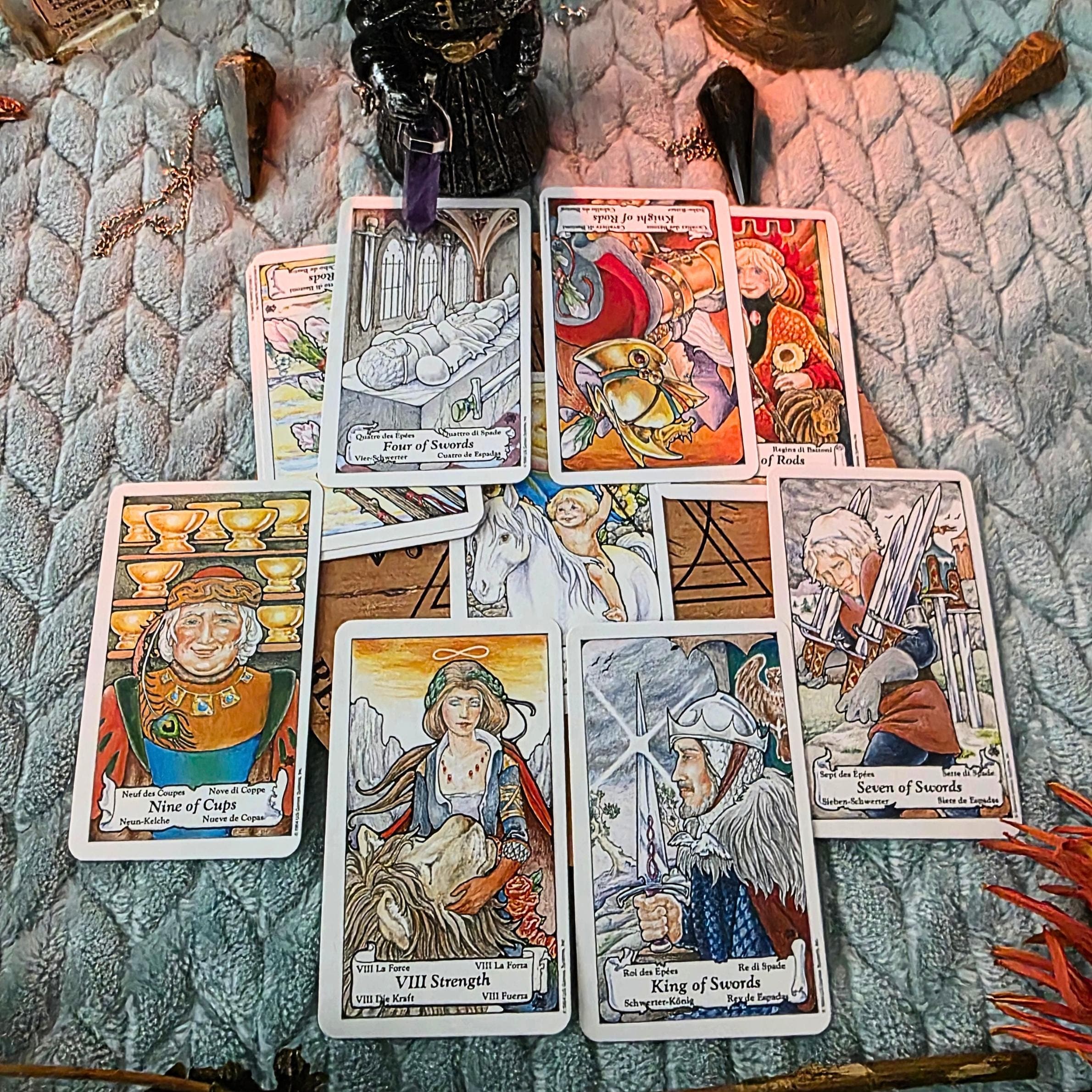 Vintage Hanson-Roberts Tarot Deck Mini Edition – 1984 Out of Print with Book & Pouch - Thumbnail 9