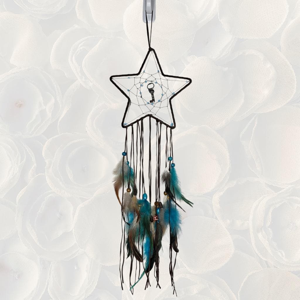 Goth Boho Star Dreamcatcher — Vintage Key & Snowflake Obsidian - Thumbnail 5