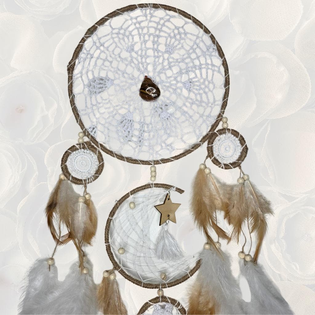 Large Boho Moon Phase Dreamcatcher with Copper-Wrapped Tiger’s Eye - Thumbnail 2