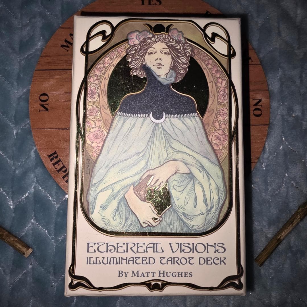 Ethereal Visions Tarot Deck | Art Nouveau Gold Foil Cards with Guidebook - Thumbnail 2