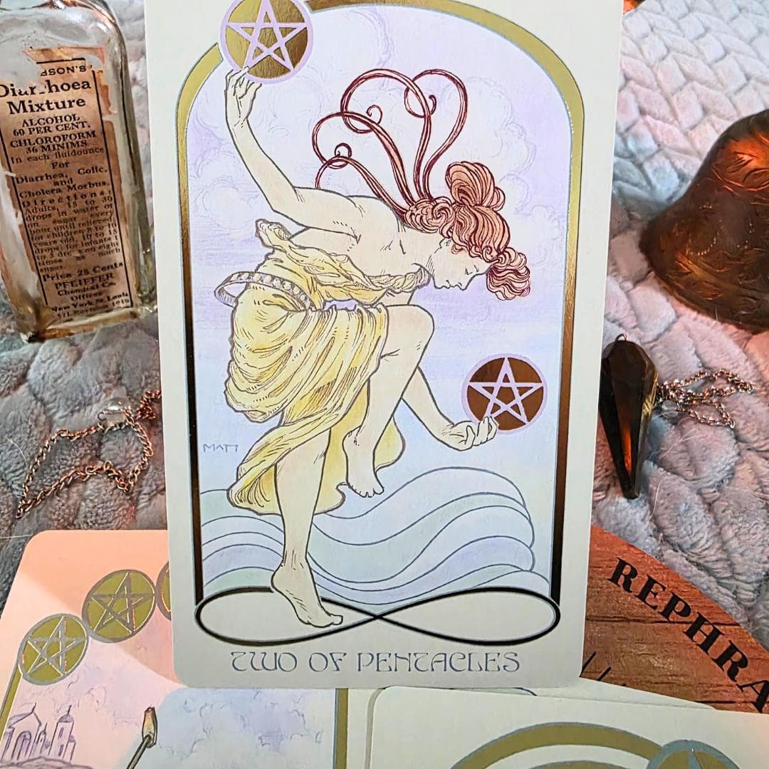 Ethereal Visions Tarot Deck | Art Nouveau Gold Foil Cards with Guidebook - Thumbnail 6