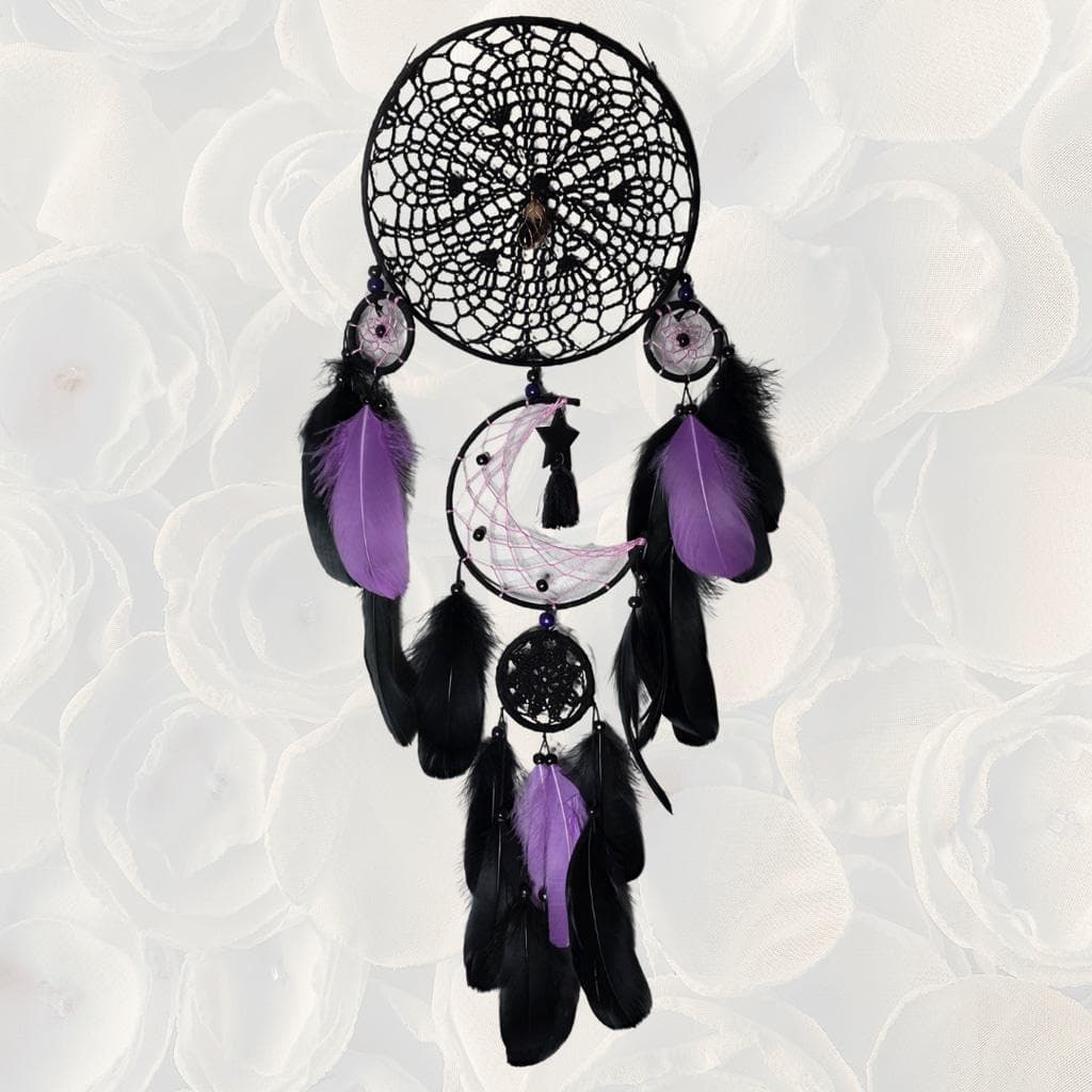Gothic Moon Phase Dreamcatcher — Copper-Wrapped Banded Amethyst - Thumbnail 5