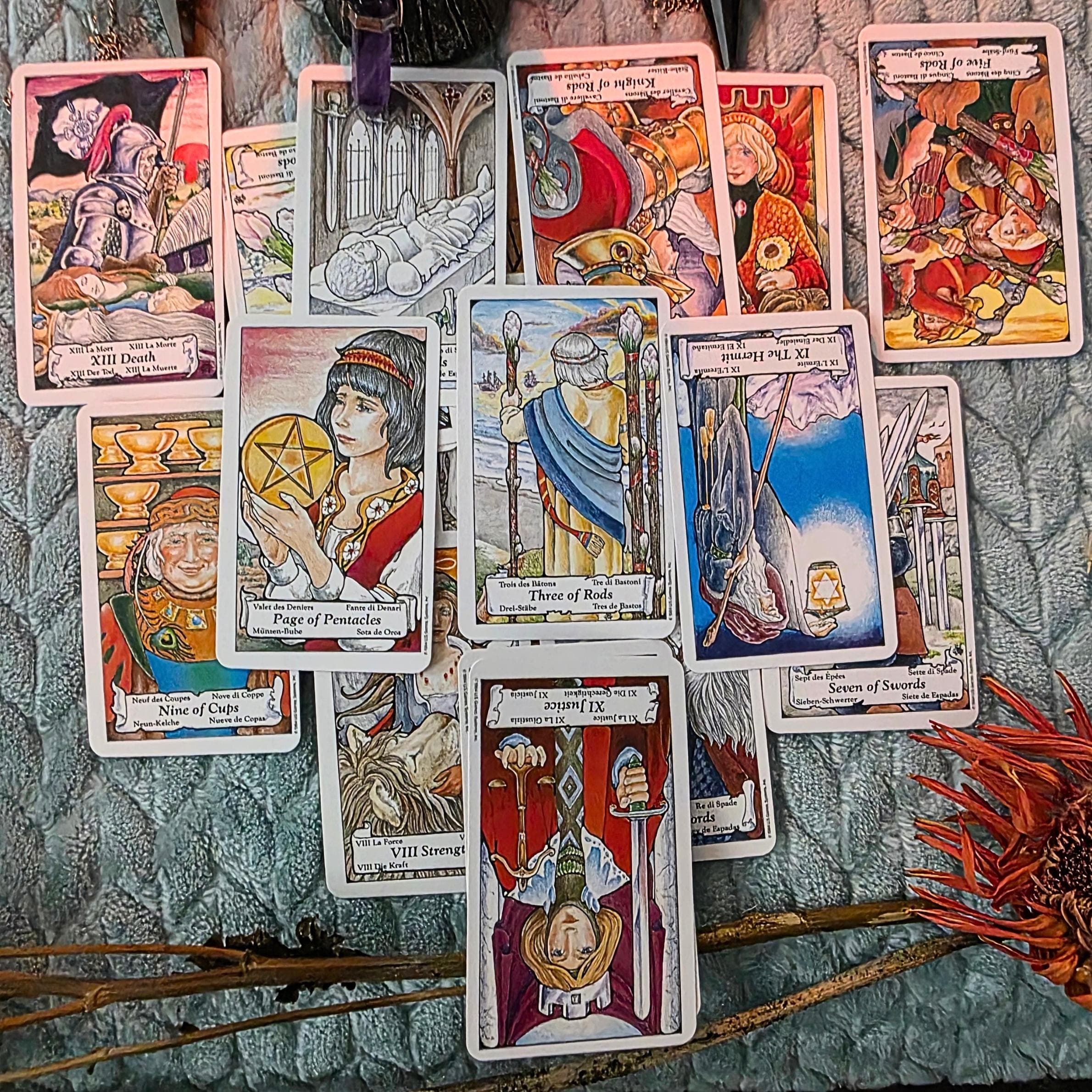 Vintage Hanson-Roberts Tarot Deck Mini Edition – 1984 Out of Print with Book & Pouch - Thumbnail 8