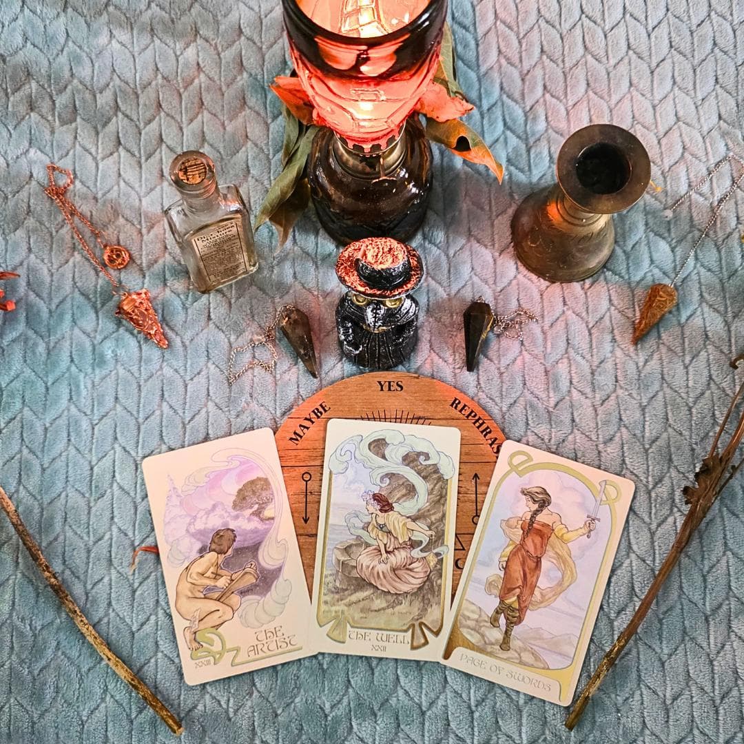 Ethereal Visions Tarot Deck | Art Nouveau Gold Foil Cards with Guidebook - Thumbnail 7
