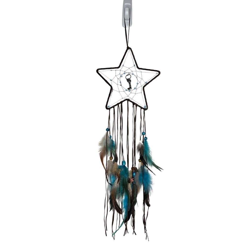 Goth Boho Star Dreamcatcher — Vintage Key & Snowflake Obsidian - Thumbnail 6