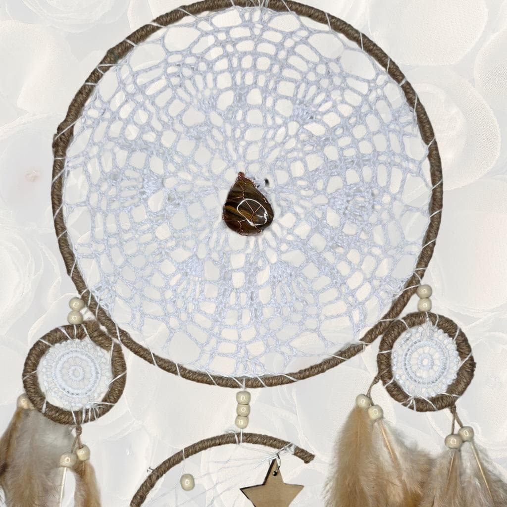 Large Boho Moon Phase Dreamcatcher with Copper-Wrapped Tiger’s Eye - Thumbnail 5