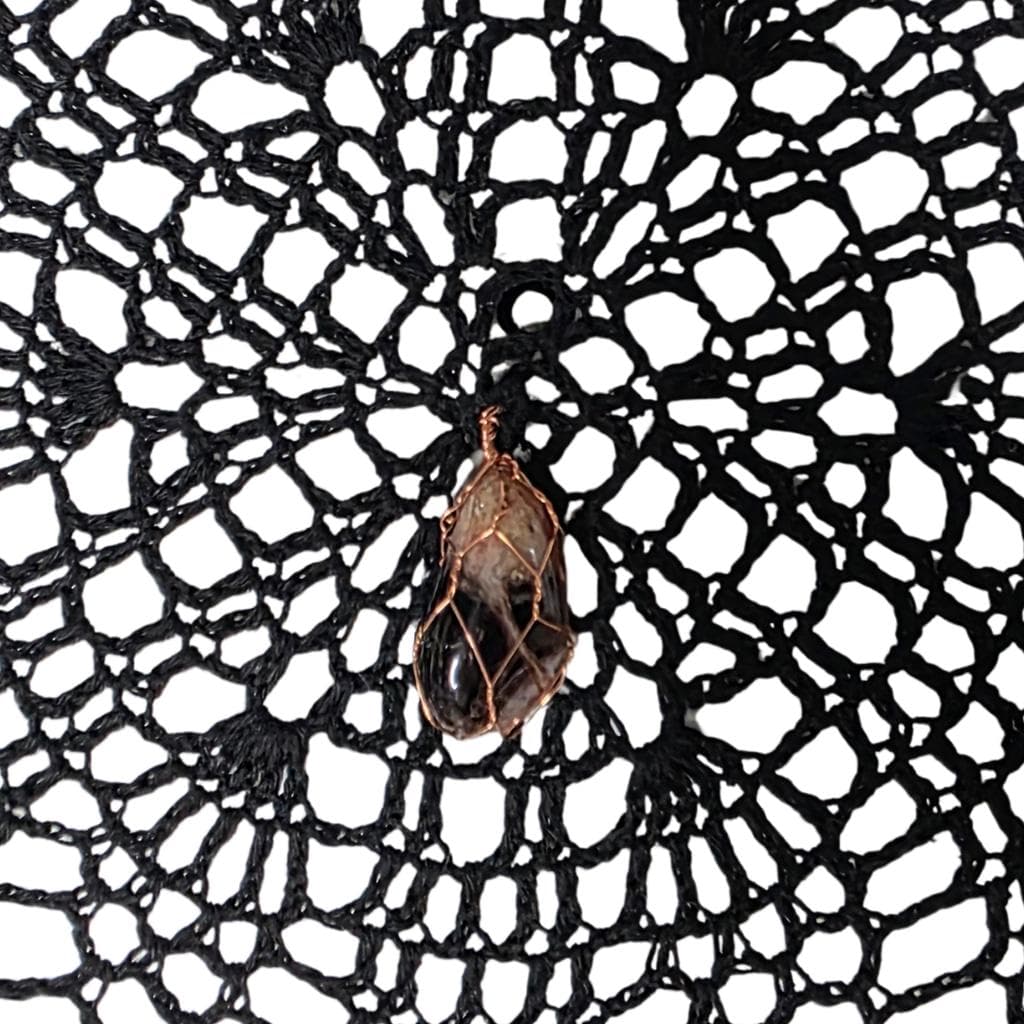 Gothic Moon Phase Dreamcatcher — Copper-Wrapped Banded Amethyst - Thumbnail 2