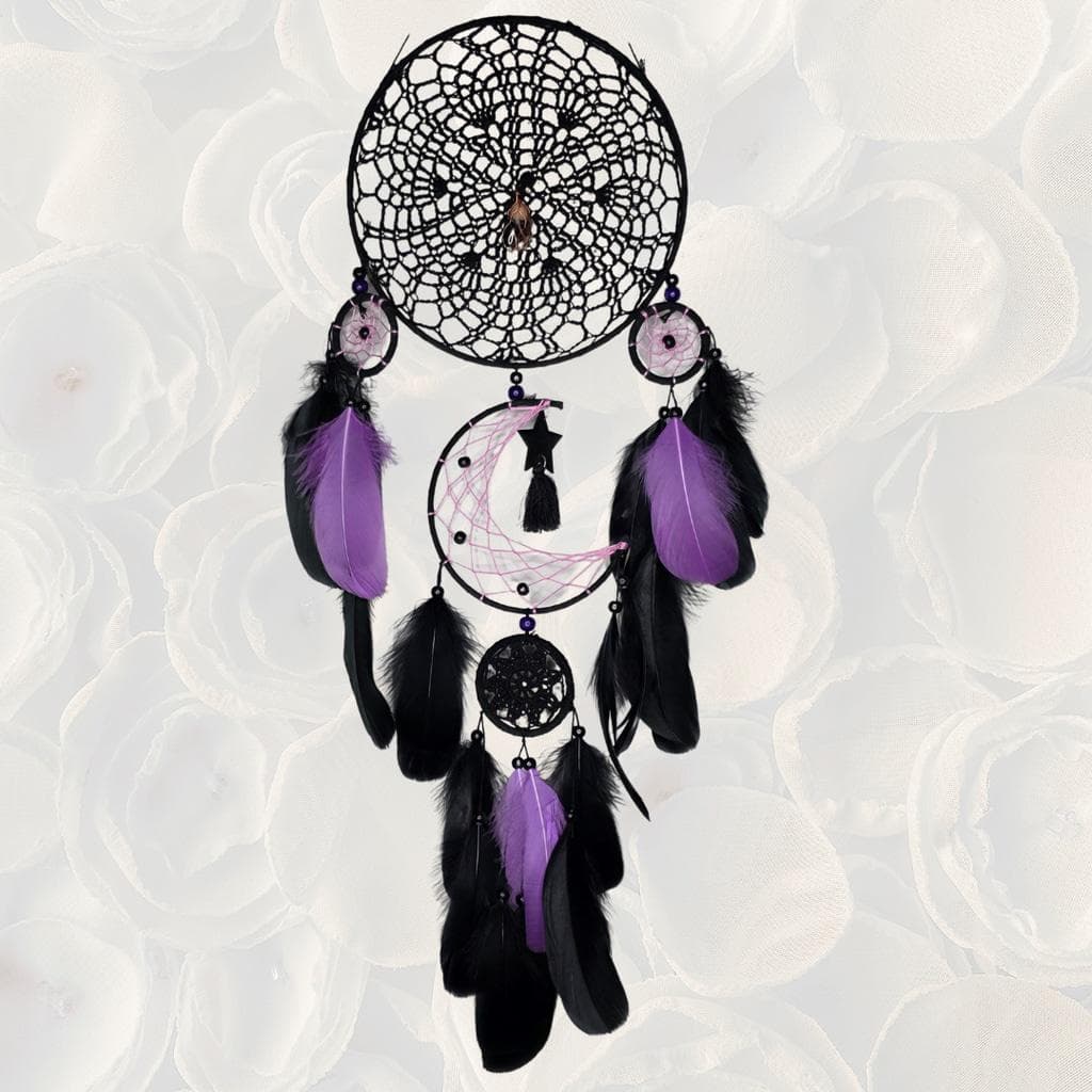 Gothic Moon Phase Dreamcatcher — Copper-Wrapped Banded Amethyst - Thumbnail 4