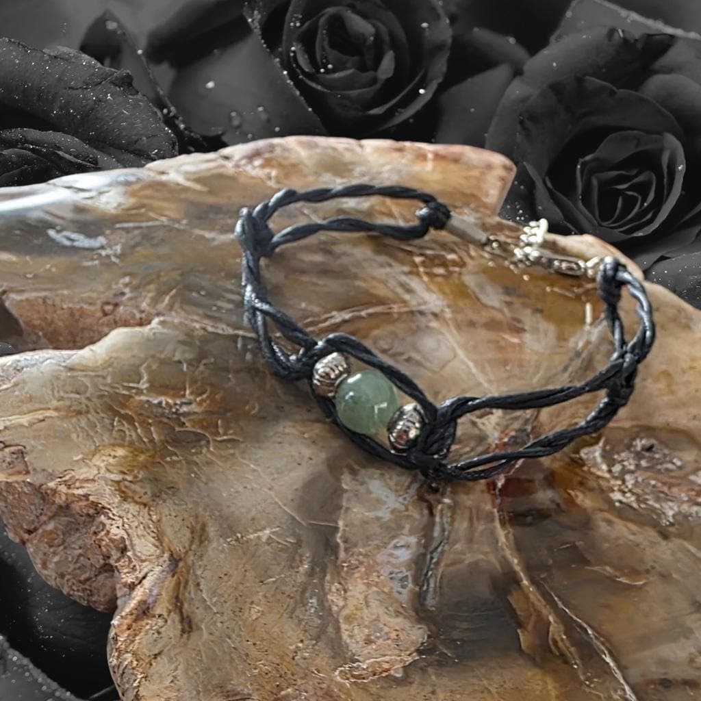 Green Aventurine Macrame Anklet, Lucky Boho Crystal Jewelry - Thumbnail 7