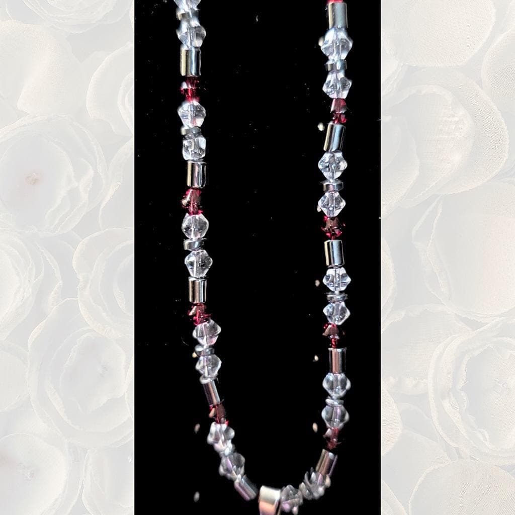 Genuine Hematite Beaded Necklace Metallic Grey Crystal Choker Protection - Thumbnail 3