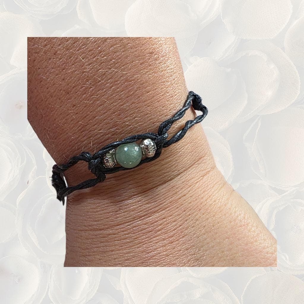 Green Aventurine Macrame Anklet, Lucky Boho Crystal Jewelry - Thumbnail 3