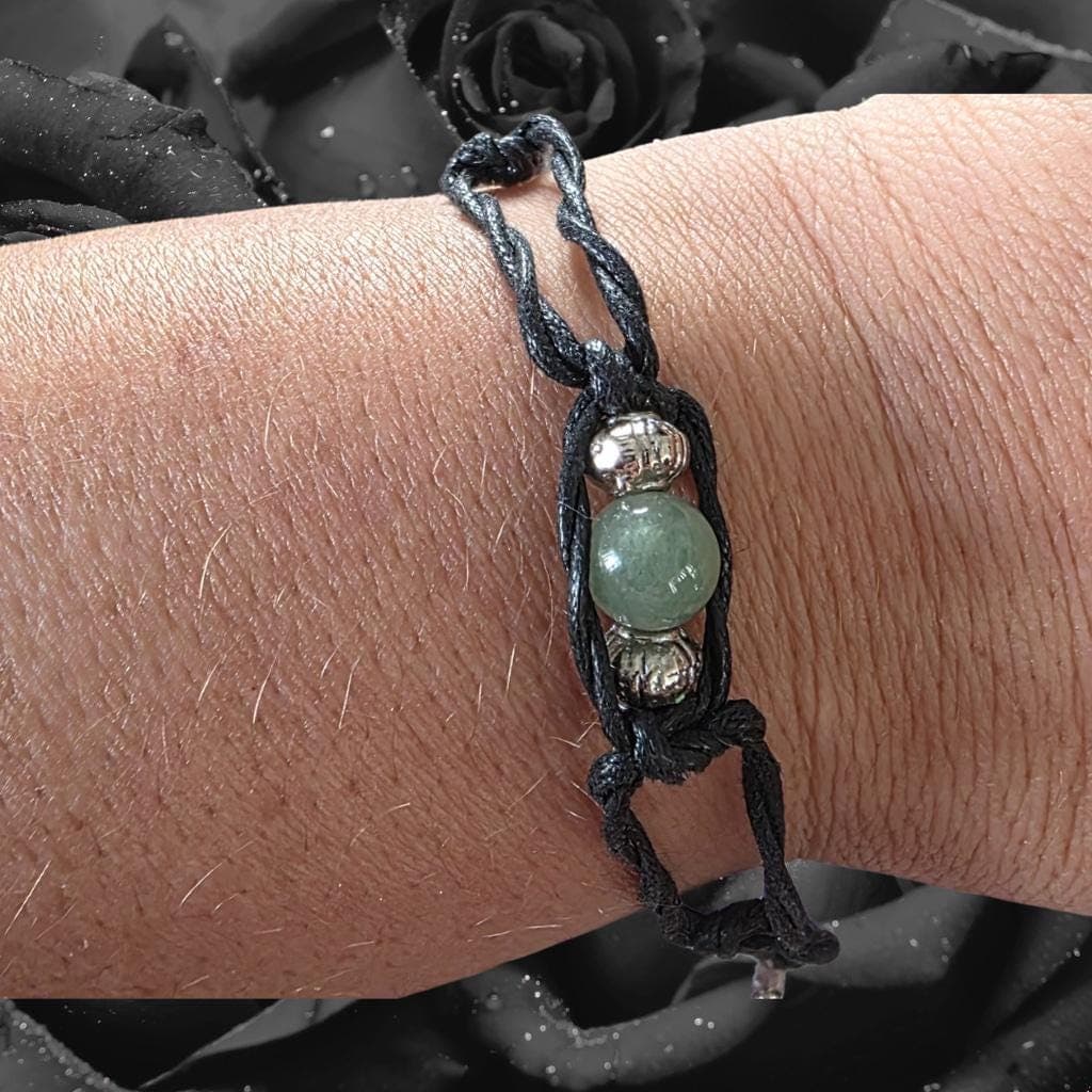 Green Aventurine Macrame Anklet, Lucky Boho Crystal Jewelry - Thumbnail 5