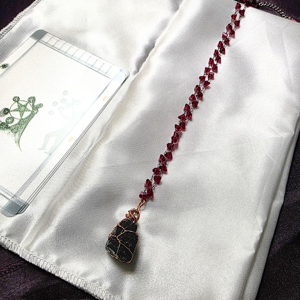 Raw Black Tourmaline & Crimson Crystal Necklace – Copper Wrapped Protection - Thumbnail 6