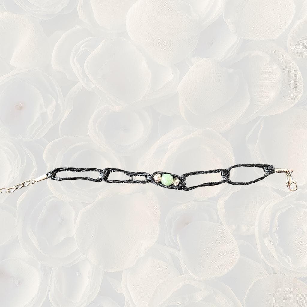 Green Aventurine Macrame Anklet, Lucky Boho Crystal Jewelry - Thumbnail 2