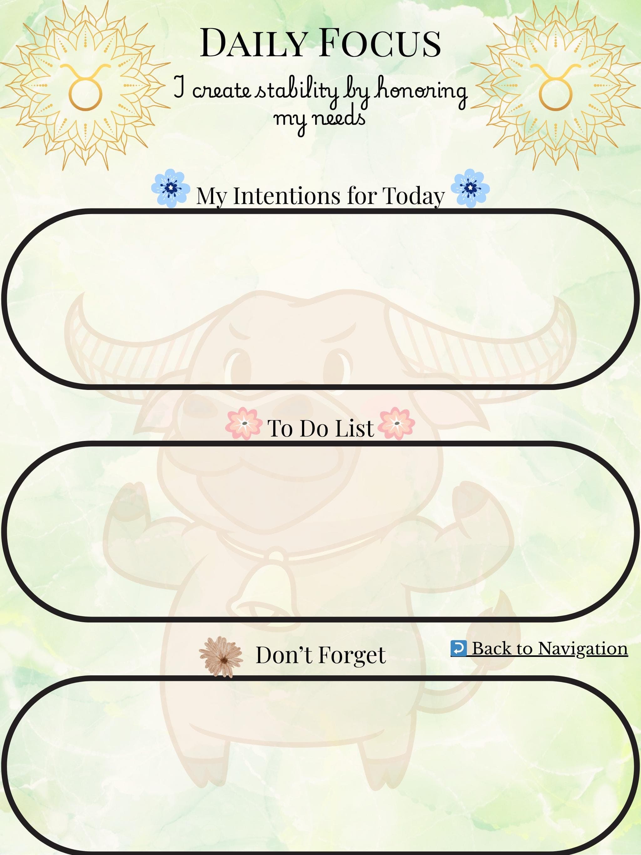 Taurus Digital Planner | 20-Page Zodiac Journal for Self-Care, Goals & Rituals | Grounded + Luxurious Living - Thumbnail 9