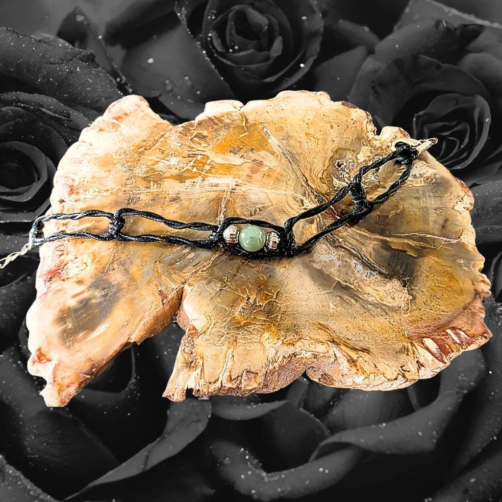 Green Aventurine Macrame Anklet, Lucky Boho Crystal Jewelry - Thumbnail 4