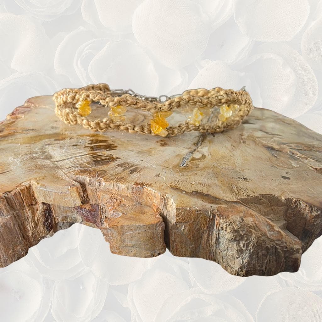 Natural Citrine Chip Anklet, Handmade Abundance Crystal Ankle Bracelet - Thumbnail 6