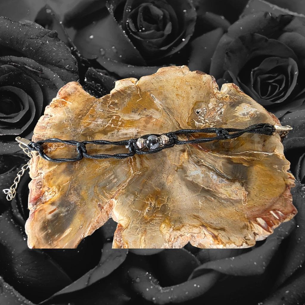Snowflake Obsidian Anklet, Handmade Witchy Boho Crystal Jewelry, Protection Stone Bracelet - Thumbnail 4