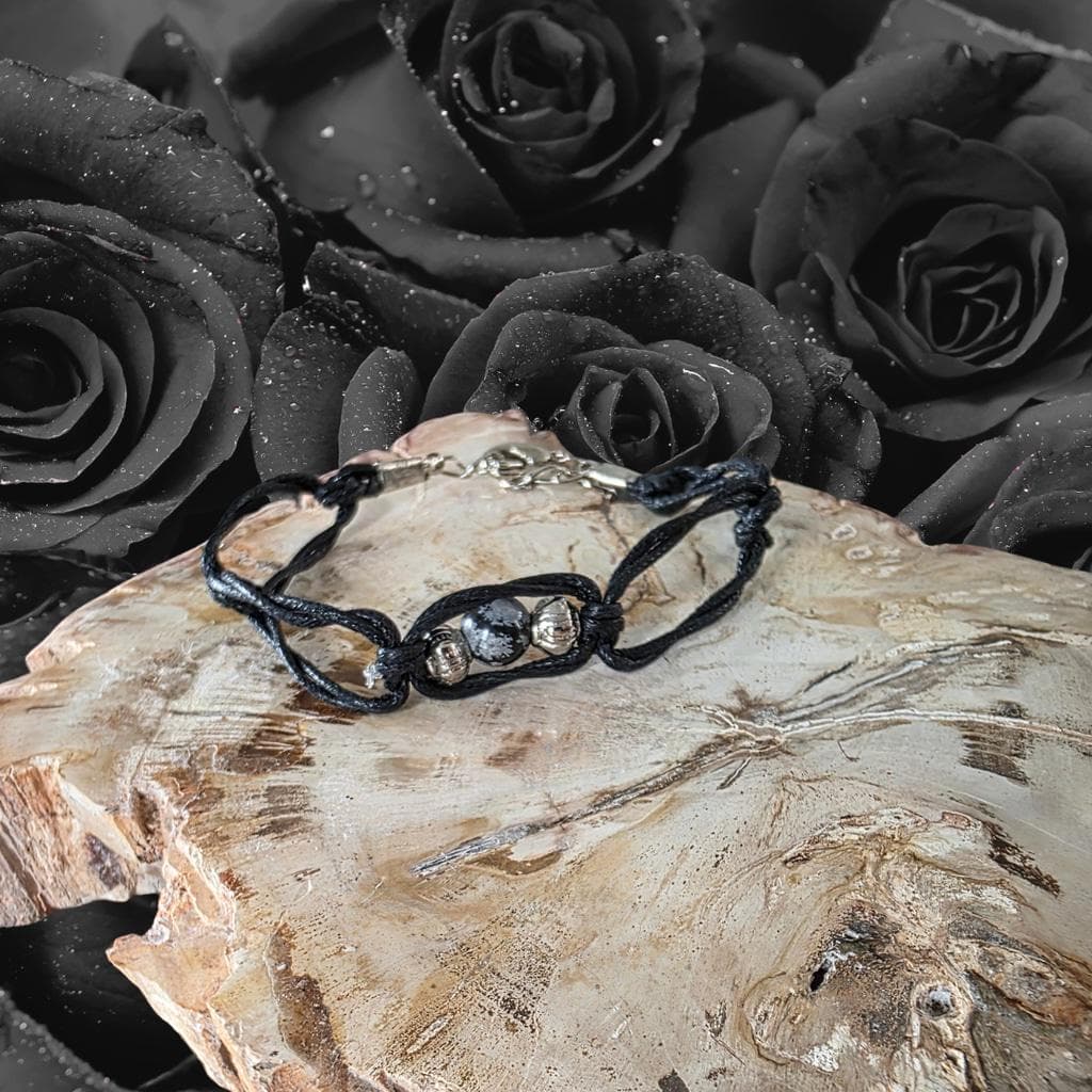 Snowflake Obsidian Anklet, Handmade Witchy Boho Crystal Jewelry, Protection Stone Bracelet - Thumbnail 7