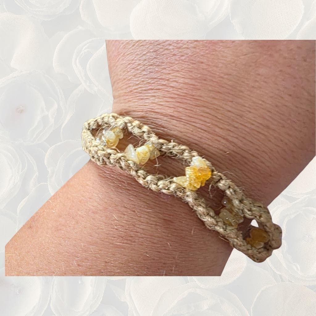 Natural Citrine Chip Anklet, Handmade Abundance Crystal Ankle Bracelet - Thumbnail 4