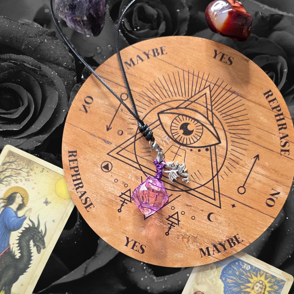 Dragon’s Guard Purple D8 Necklace Custom Wire Wrapped 8-Sided Die RPG - Thumbnail 3