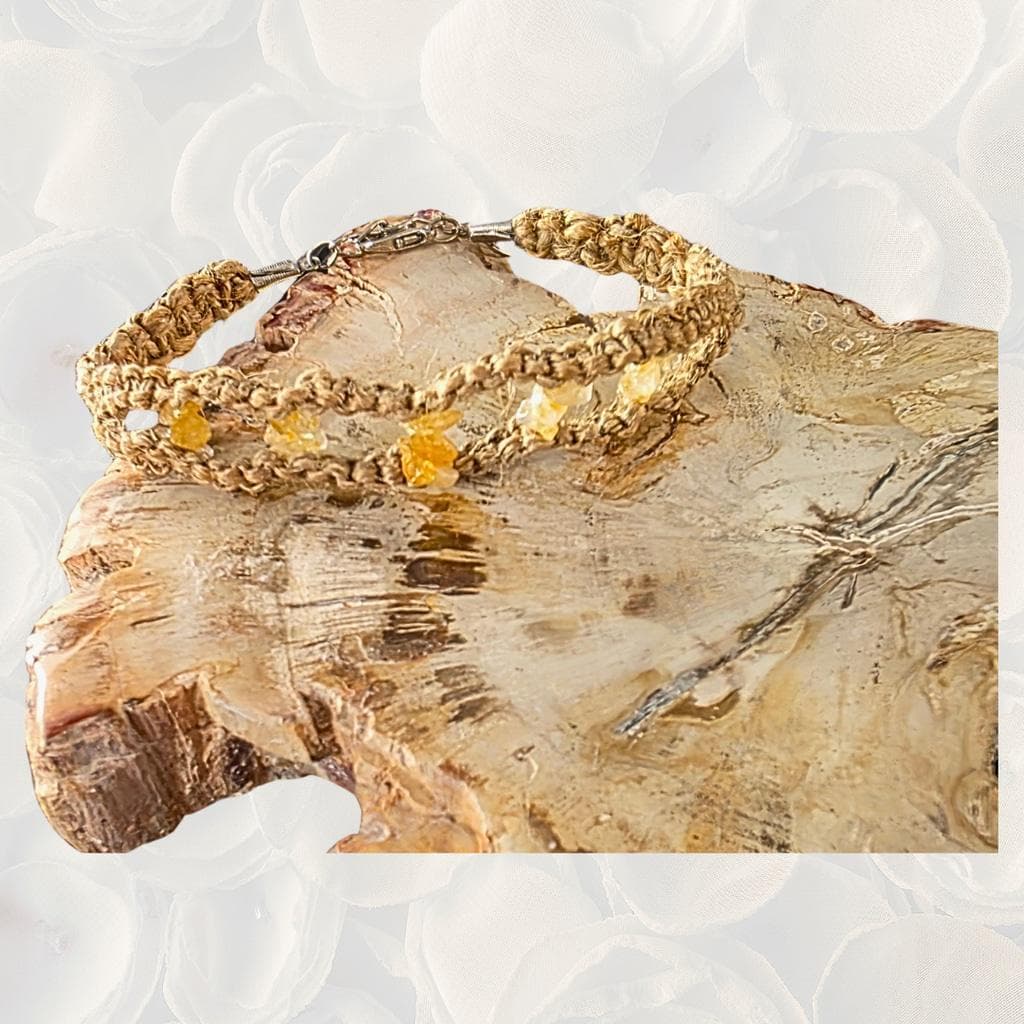 Natural Citrine Chip Anklet, Handmade Abundance Crystal Ankle Bracelet - Thumbnail 7