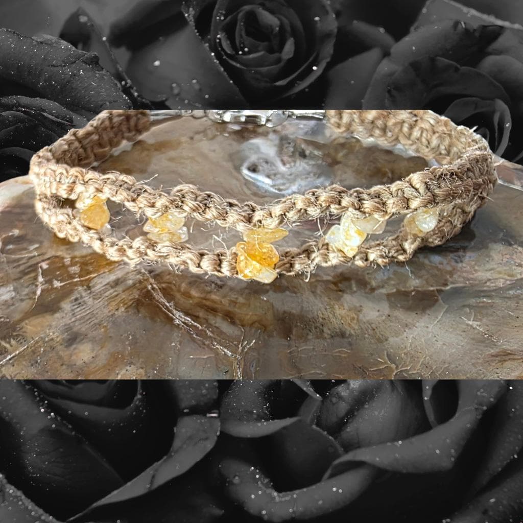Natural Citrine Chip Anklet, Handmade Abundance Crystal Ankle Bracelet - Thumbnail 2