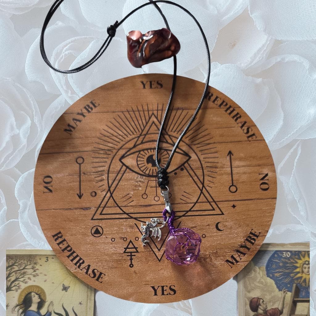 Dragon’s Guard Purple D8 Necklace Custom Wire Wrapped 8-Sided Die RPG - Thumbnail 6
